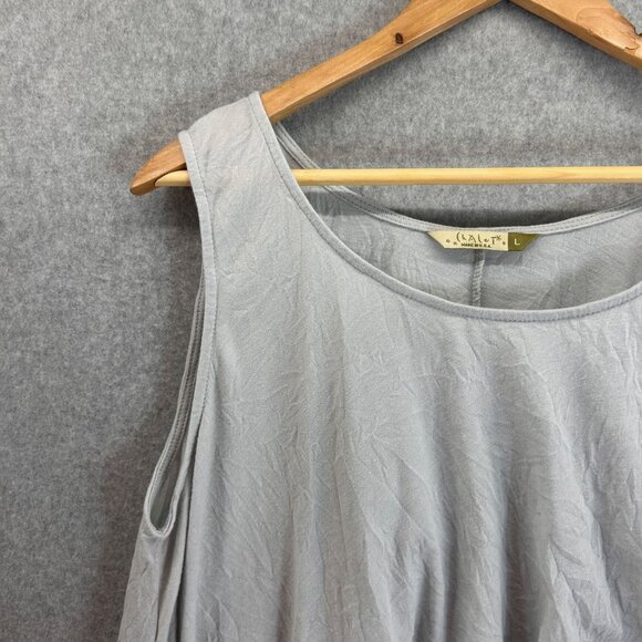 Chalet et Ceci Womens Sleeveless Asymmetric Hem Top Gray Cotton Blend Size Large - Picture 3 of 10